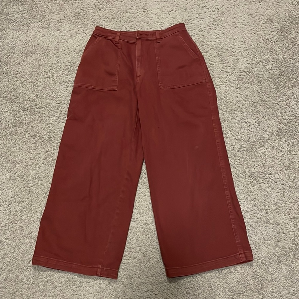 High waisted cropped wide leg pants like new